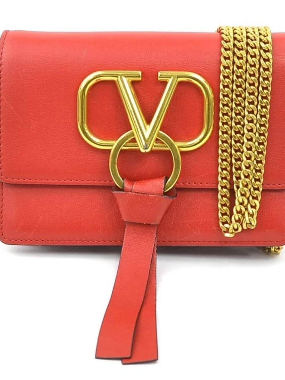 Valentino Garavani Chain Wallet Red Leather - r10678a